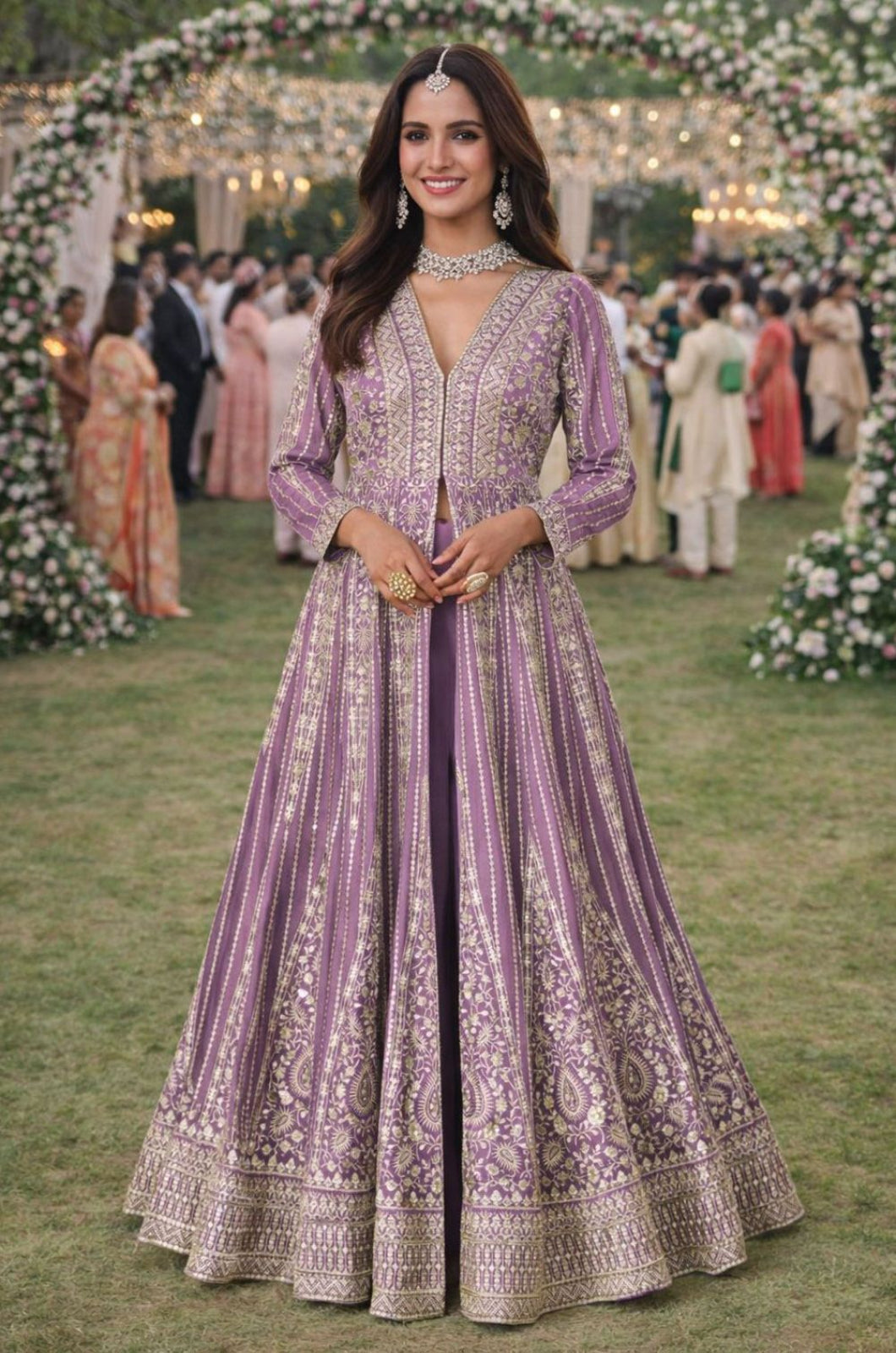 Purple Silk Salwar Kameez - SFSA561001R