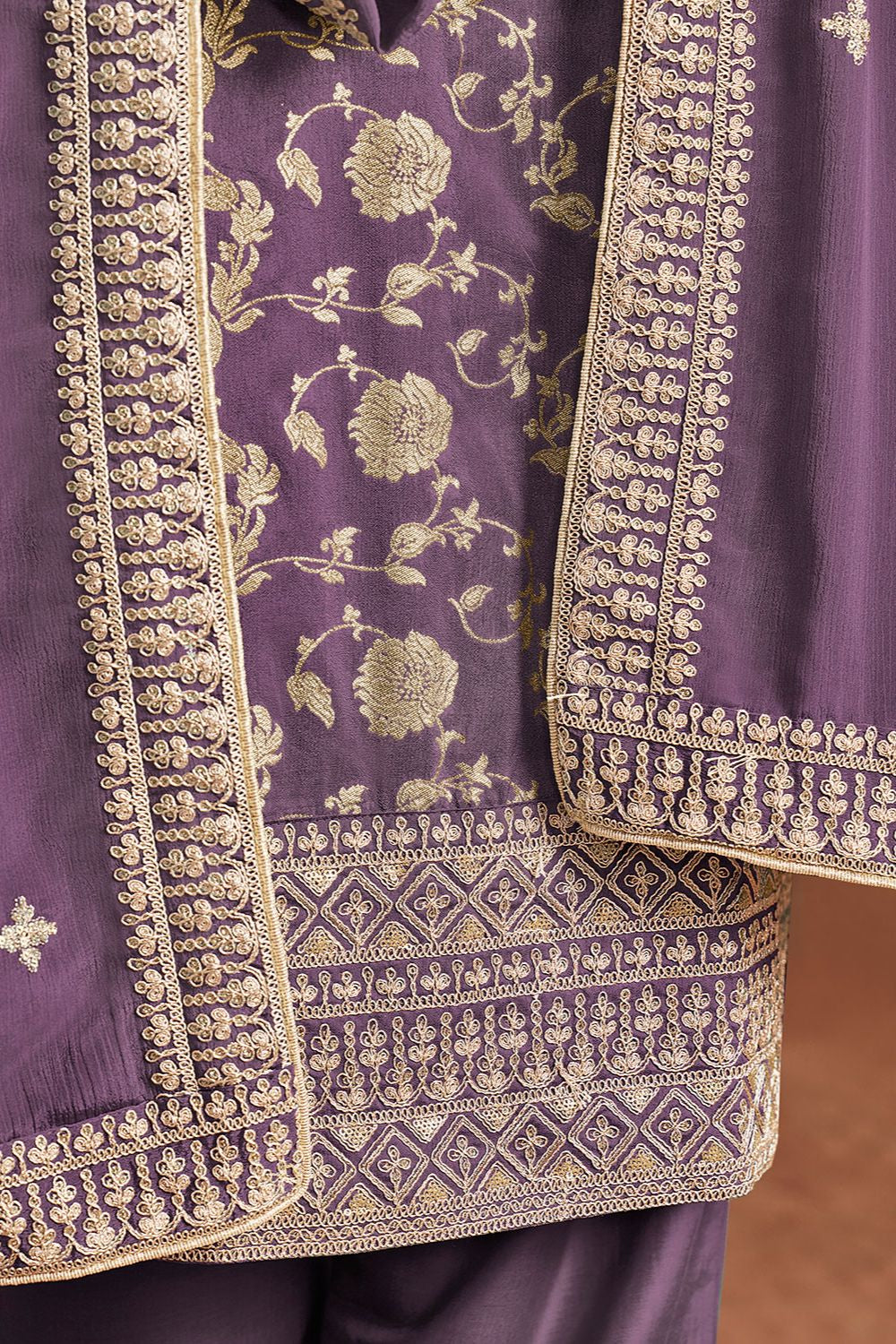 Purple Jacquard Wedding Plus Size Salwar Kameez SFDFS32902