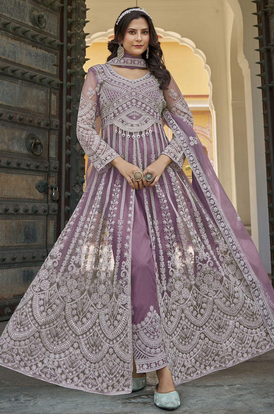 Purple Net Salwar Kameez - SFSA500702
