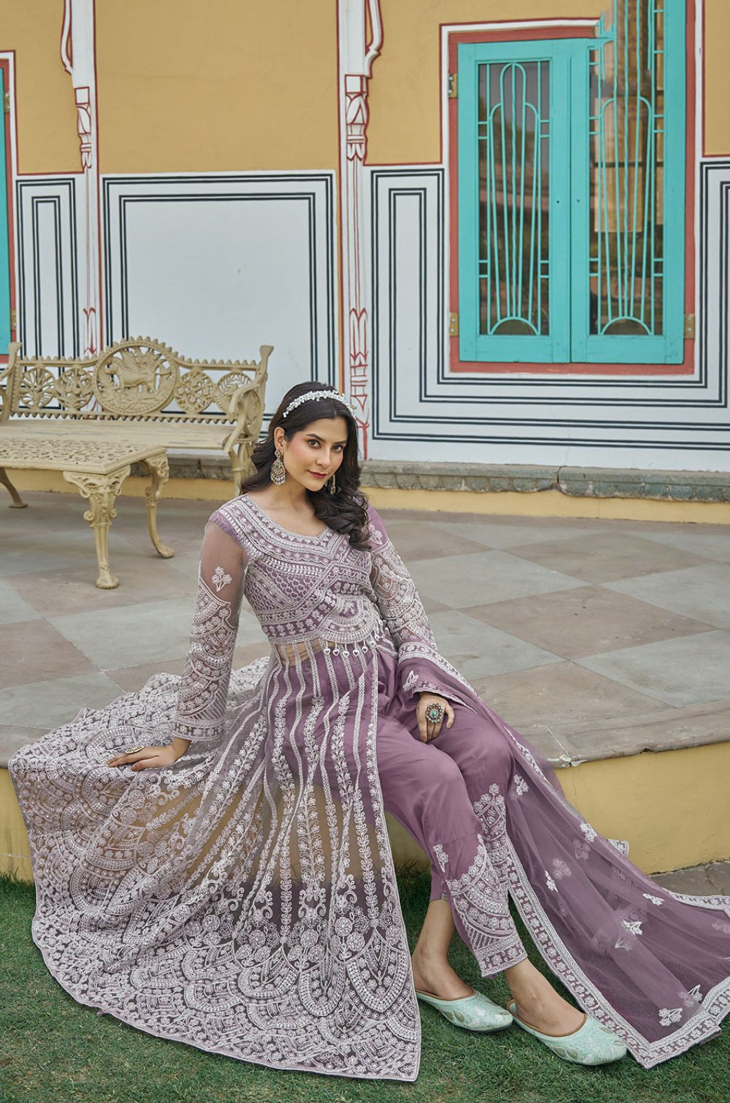 Purple Net Salwar Kameez - SFSA500702