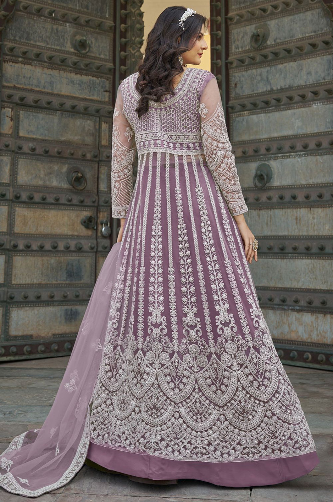 Purple Net Salwar Kameez - SFSA500702