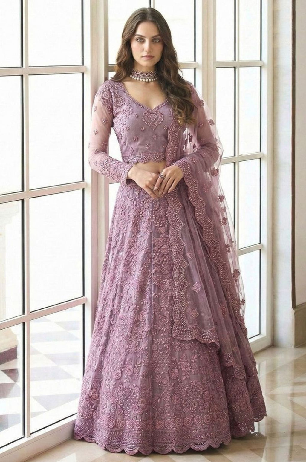 Purple Net Lehenga Choli - SFSA520302