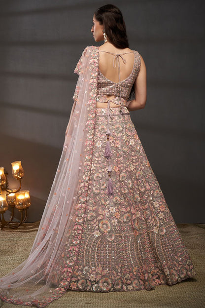 Purple Net Bridal Reception Lehenga Choli SFSA494901