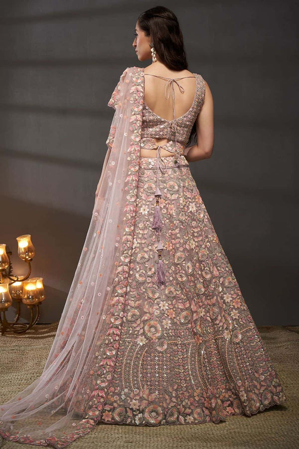 Purple Net Bridal Reception Lehenga Choli SFSA494901
