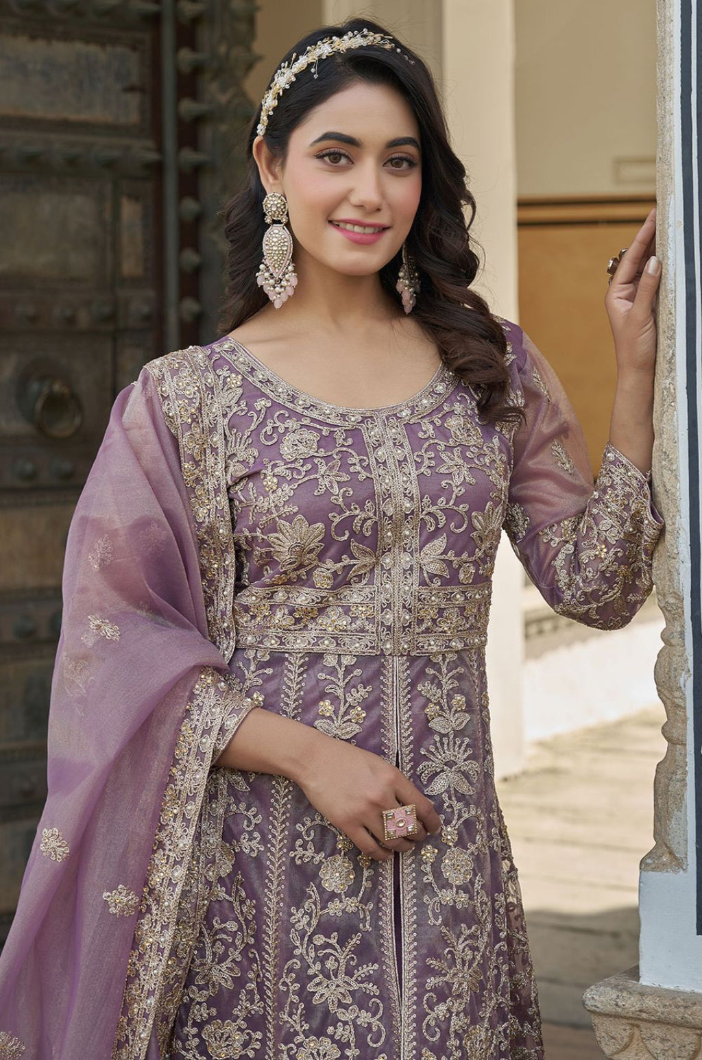 Purple Net Salwar Kameez - SFYS159701