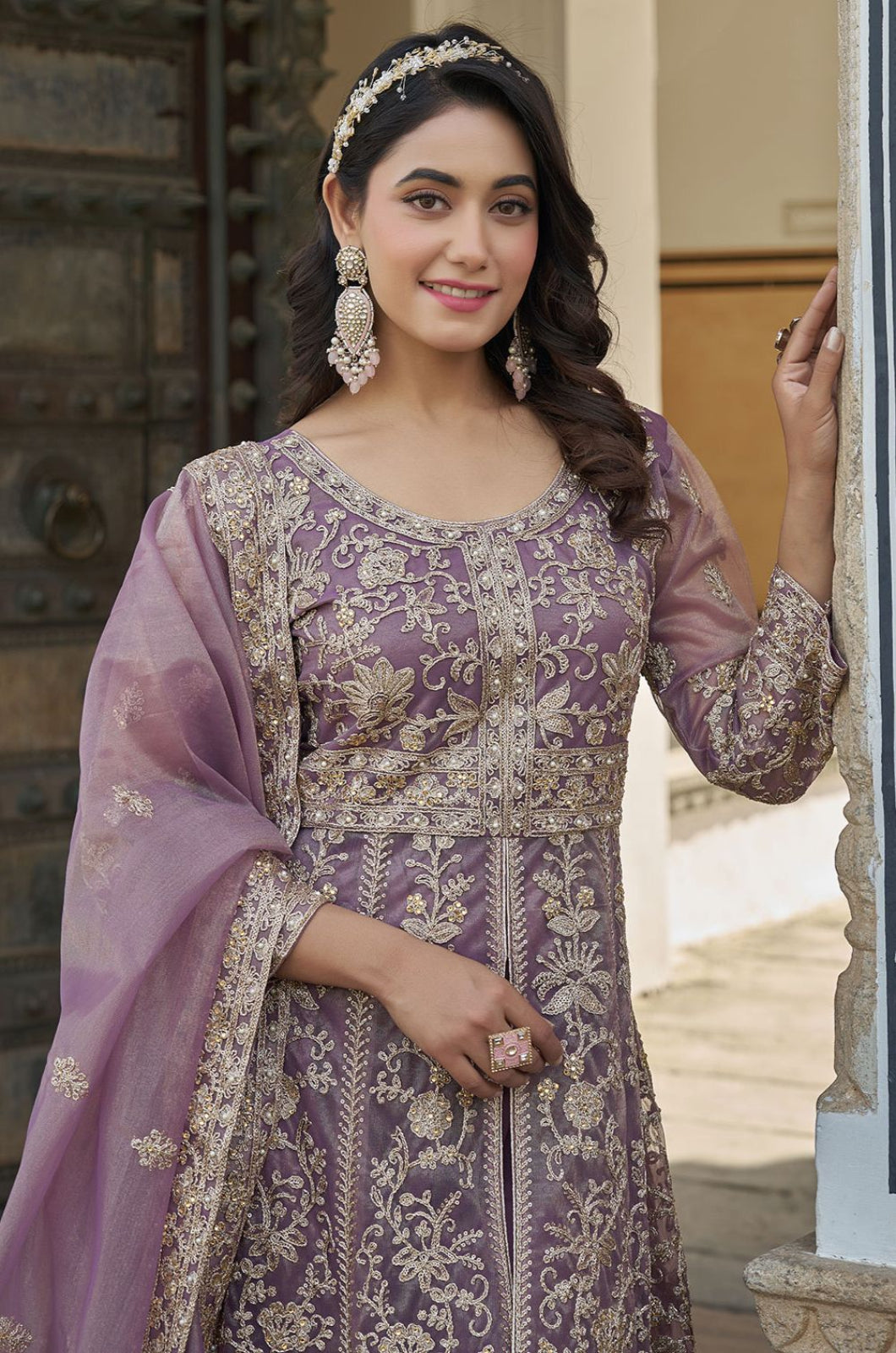 Purple Net Salwar Kameez - SFYS159701