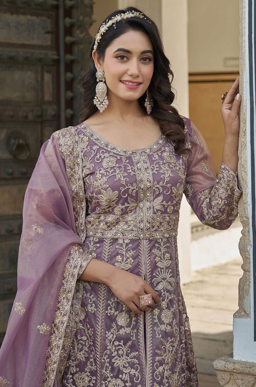 Purple Net Salwar Kameez - SFYS159701