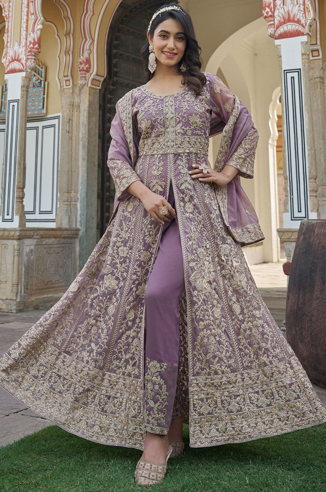 Purple Net Salwar Kameez - SFYS159701