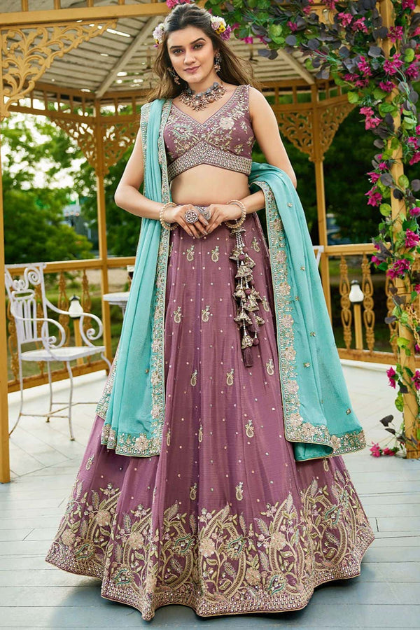 Pink Chiffon Wedding Lehenga Choli SFFK30202