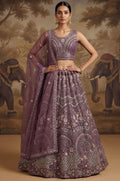 Purple Net Lehenga Choli - SFANJ3255