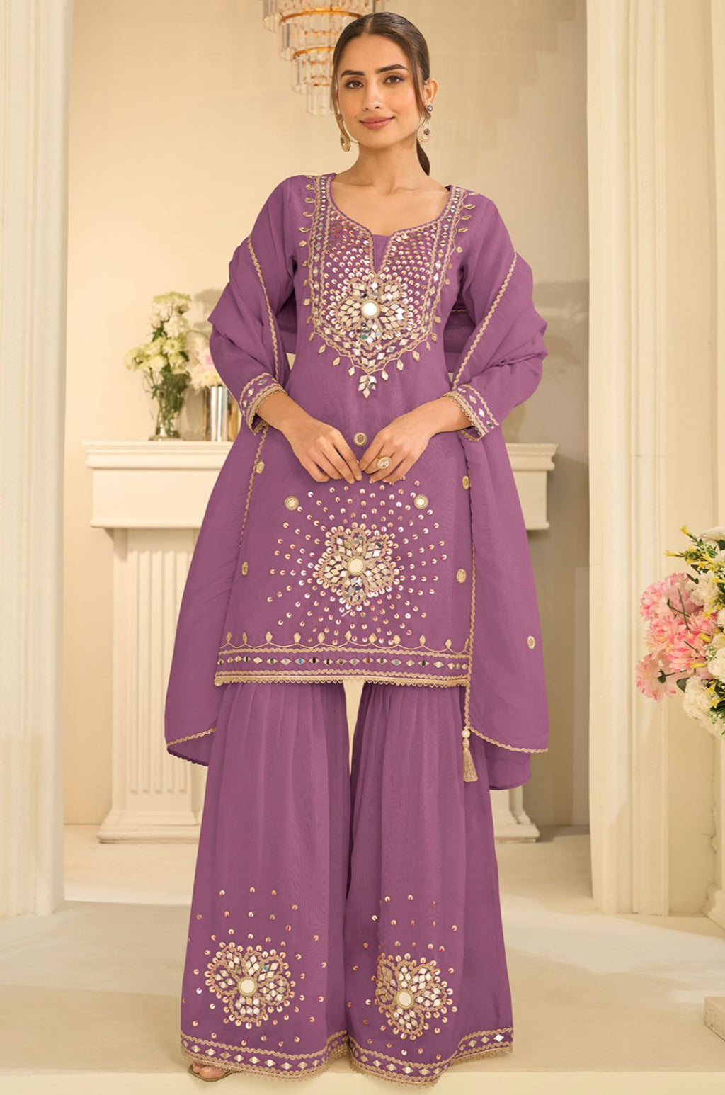 Purple Silk Salwar Kameez - SFYS173502R