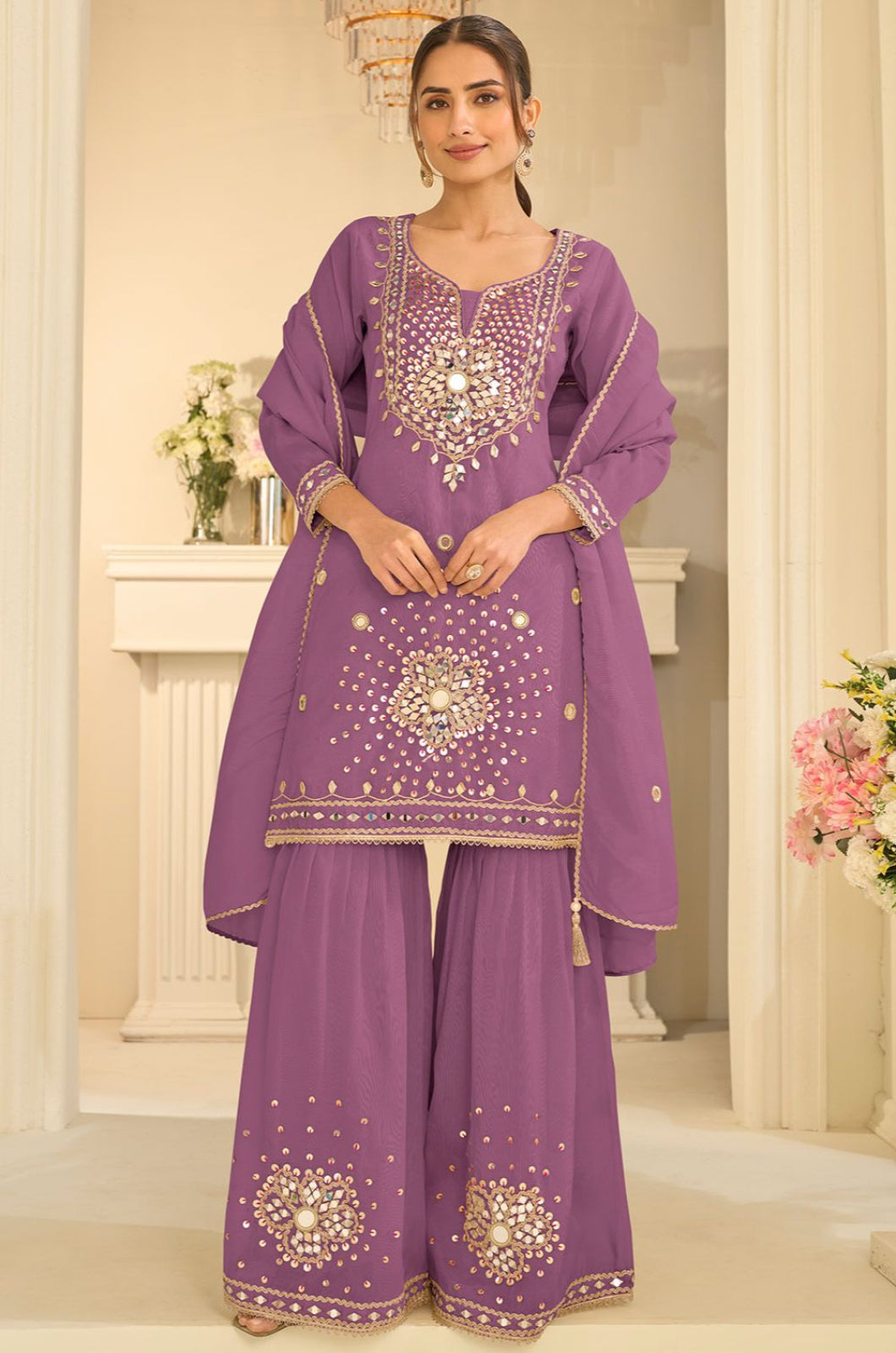 Purple Silk Salwar Kameez - SFYS173502R