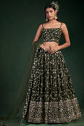 Green Evening Georgette Lehenga Choli SFARY15608