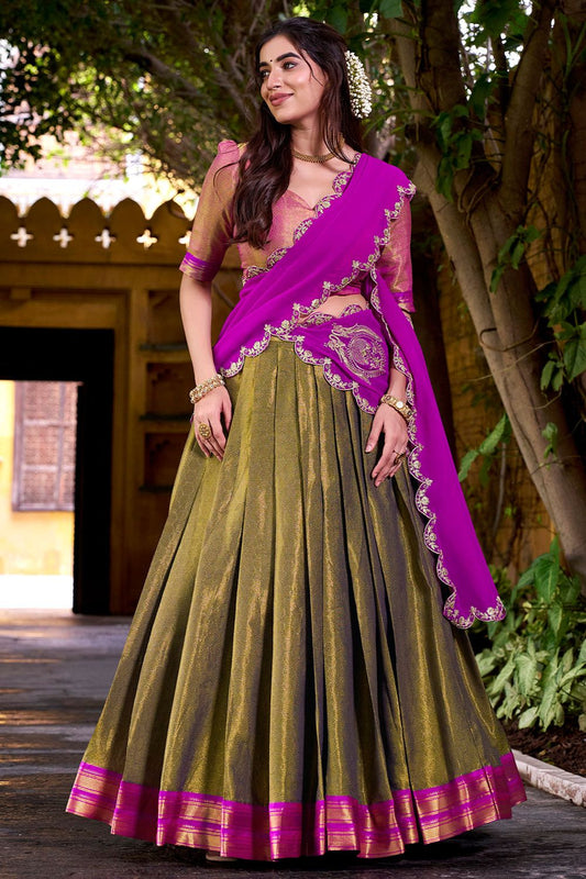Green Silk Navratri Lehenga Choli In Silk SFROY550702