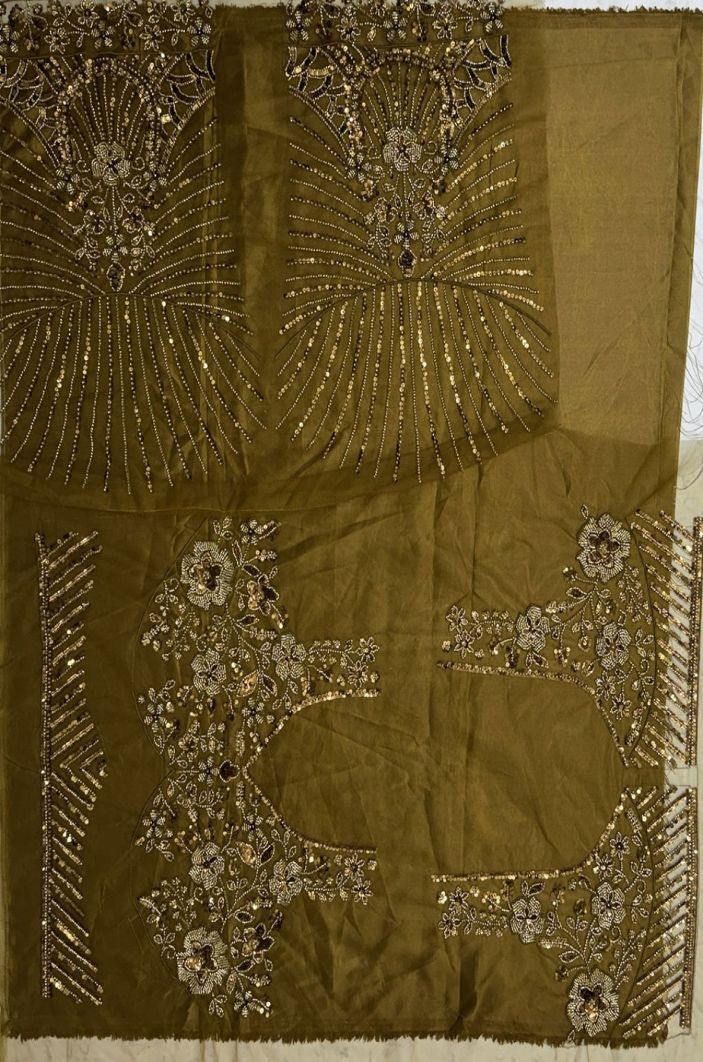 Golden Satin Lehenga Choli - SFANJ3260
