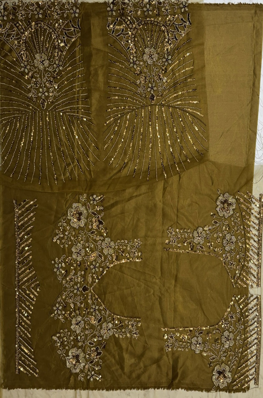 Golden Satin Lehenga Choli - SFANJ3260