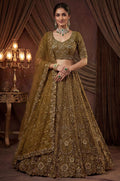 Golden Satin Lehenga Choli - SFANJ3260