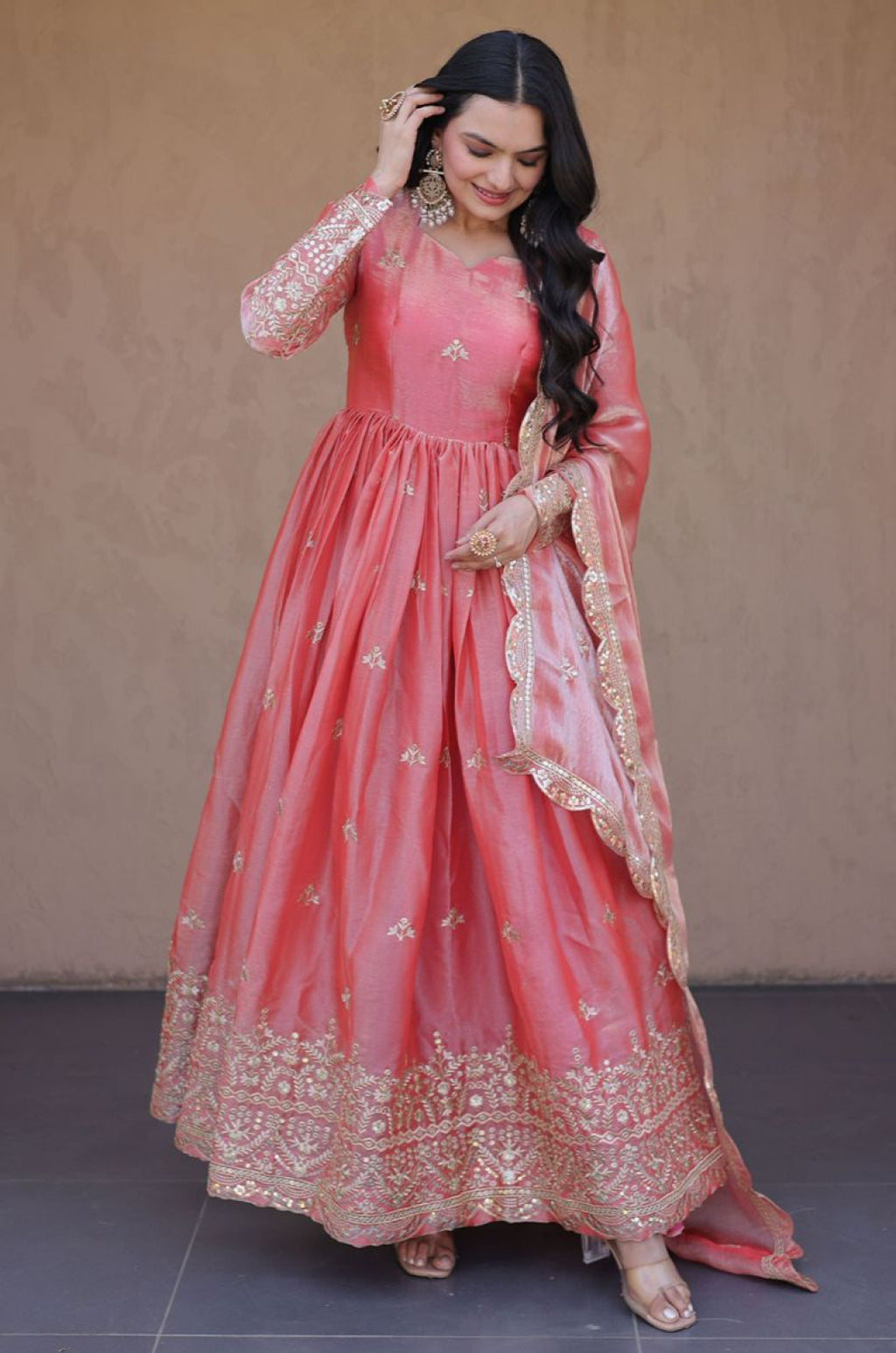 Pink Silk Gowns - SFPRF280301R