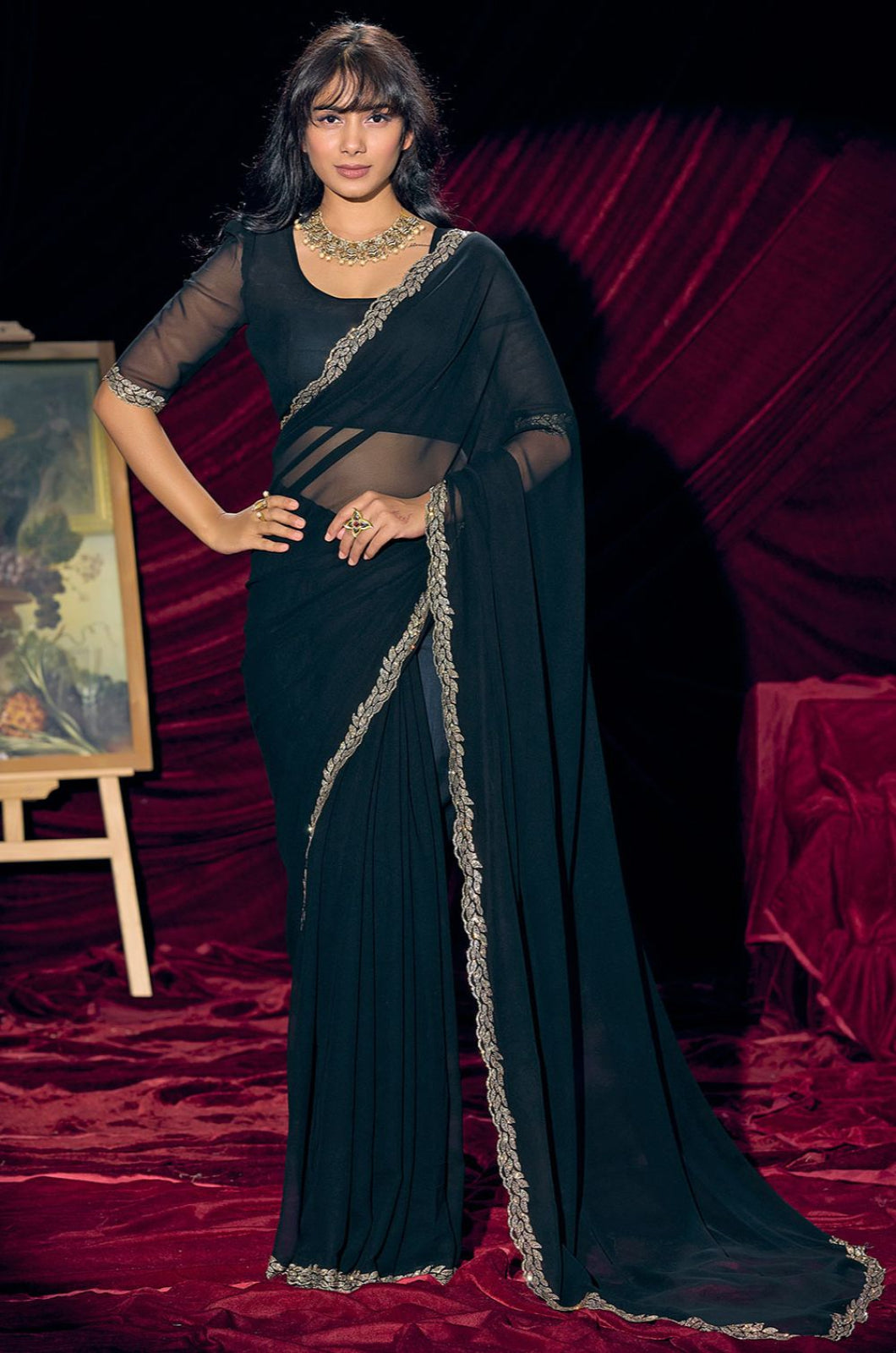 Blue Georgette Sarees - SFSA572102