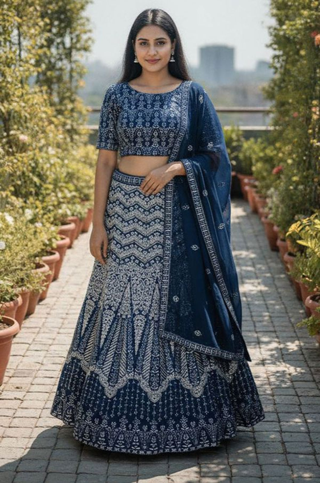 Blue Georgette Lehenga Choli - SFSA577904