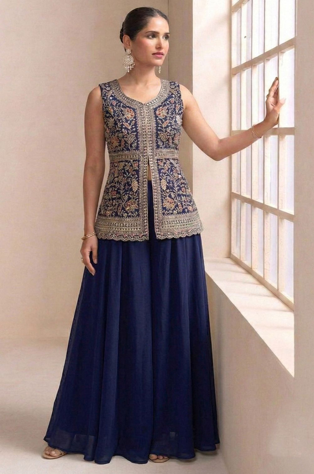 Blue Georgette Salwar Kameez - SFEDC27001R