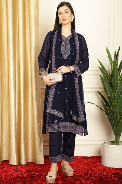 Blue Salwar Kameez Readymade Palazzo Suit SFSTL33105R