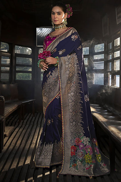 Blue Silk Wedding Party Saree Blouse SFSBL2904