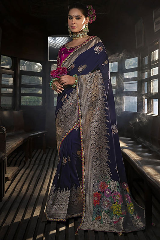 Blue Silk Wedding Party Saree Blouse SFSBL2904