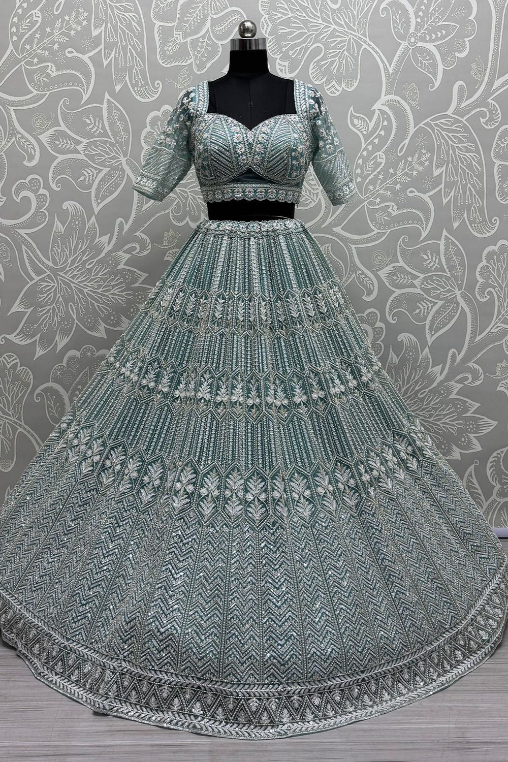 Blue Partywear Net Lehenga Choli SFANJ3044R