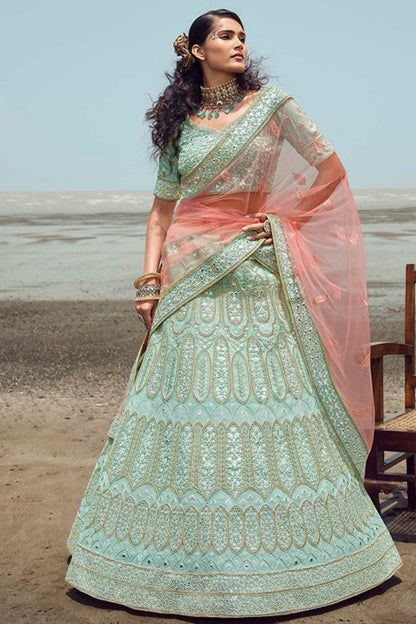 Blue Georgette Silk Wedding Lehenga Choli SFARY15110