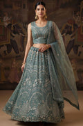 Blue Net Lehenga Choli - SFANJ3256