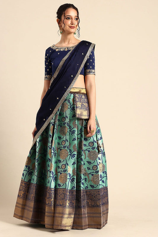 Blue Silk Navratri Lehenga Choli Set SFROY537402