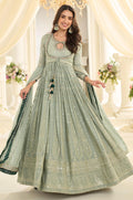 Green Georgette Gowns - SFSMT58301R
