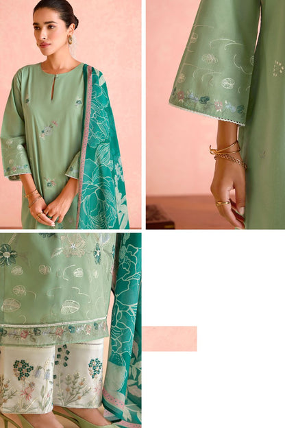 Green Cotton Plus Size Salwar Kameez SFYS149102