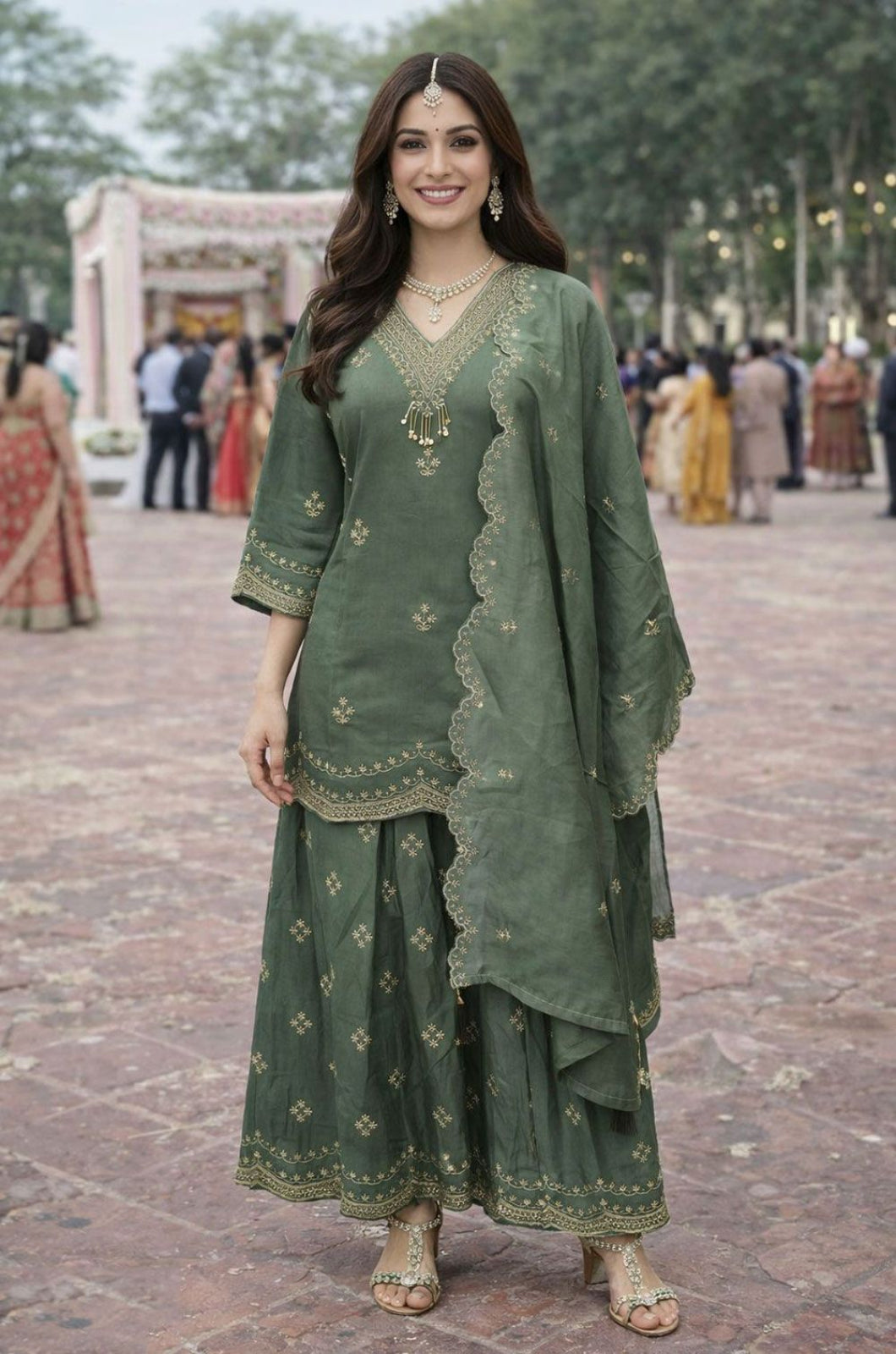 Green Silk Salwar Kameez - SFSA564101R