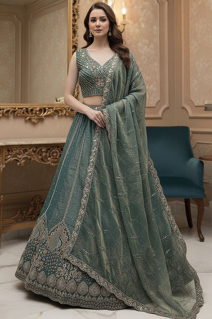Grey Silk Lehenga Choli - SFANJ3195