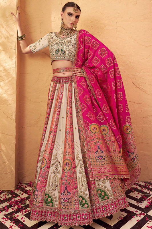 Off White Banarasi Lehenga Choli - SFSA505201