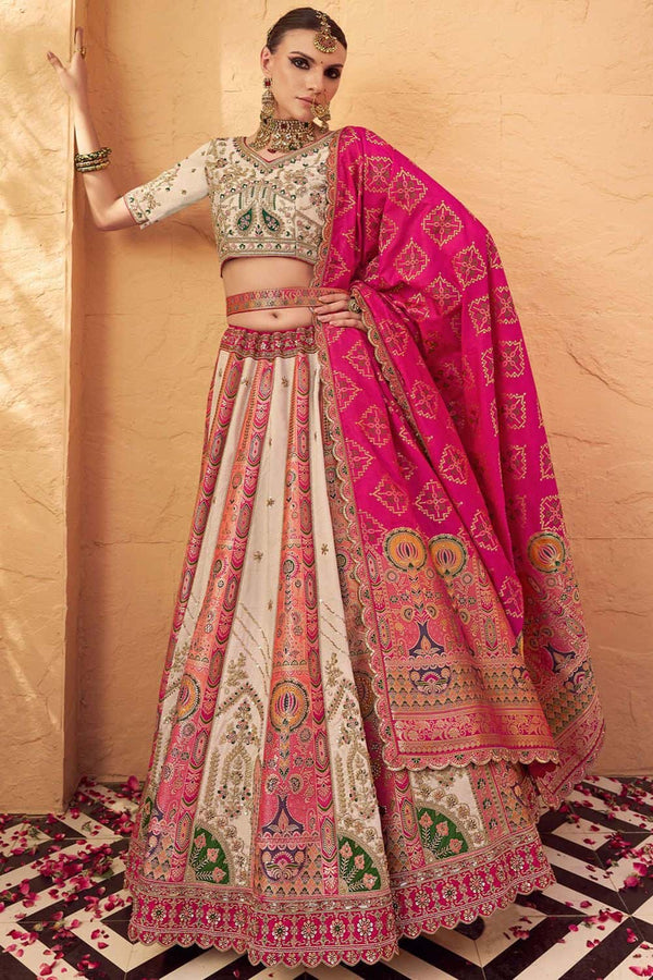 Off White Banarasi Lehenga Choli - SFSA505201