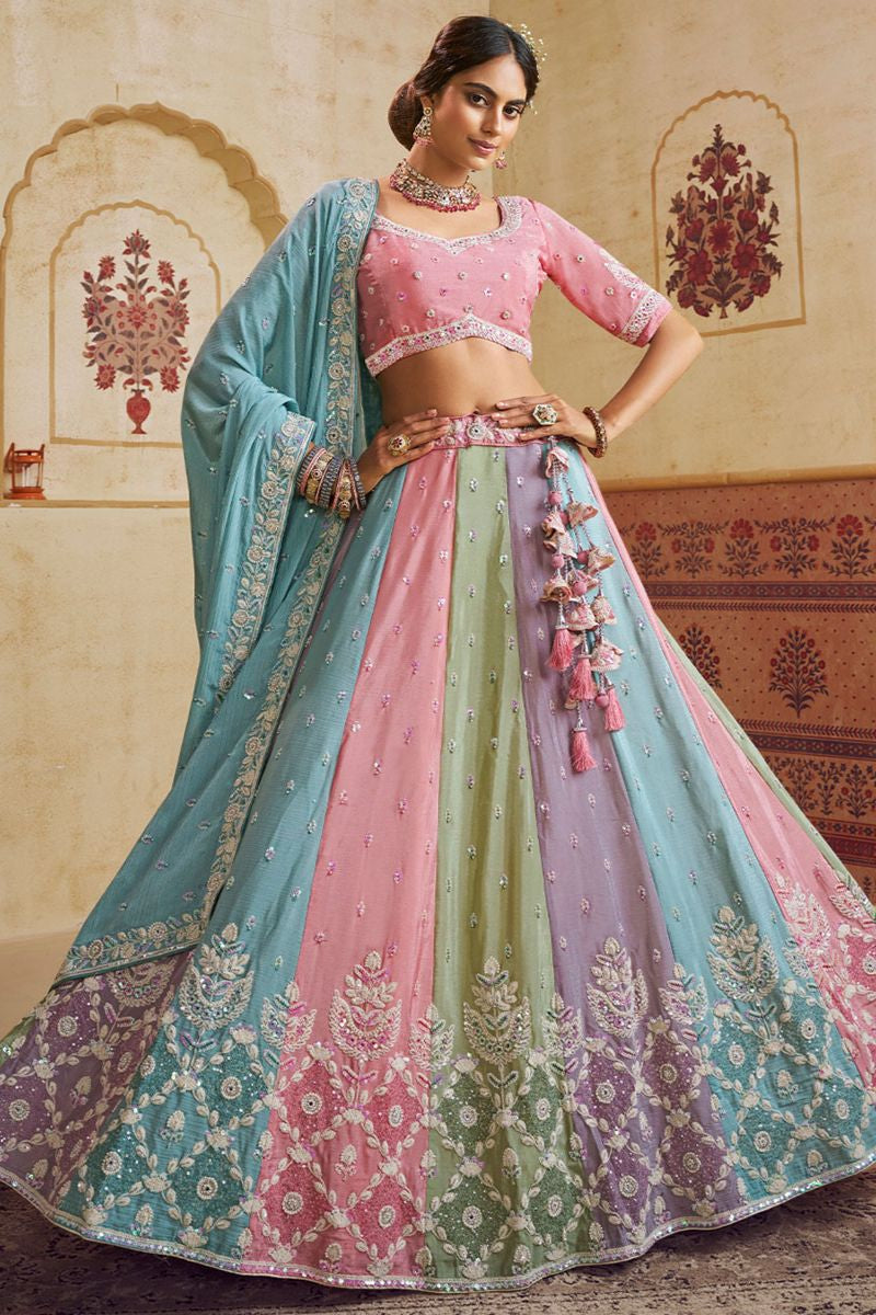 Pink Chiffon Wedding Party Lehenga Choli SFROY553908