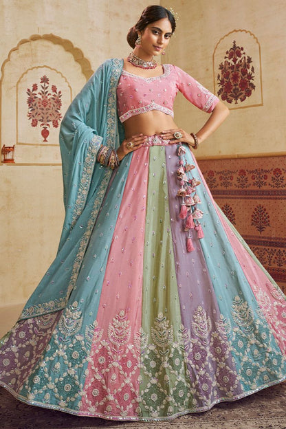 Pink Chiffon Wedding Party Lehenga Choli SFROY553908