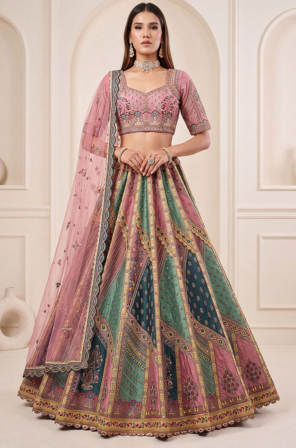 Firozi Silk Lehenga Choli - SFANJ3460