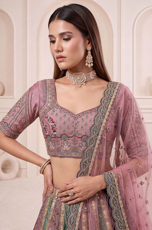 Firozi Silk Lehenga Choli - SFANJ3460