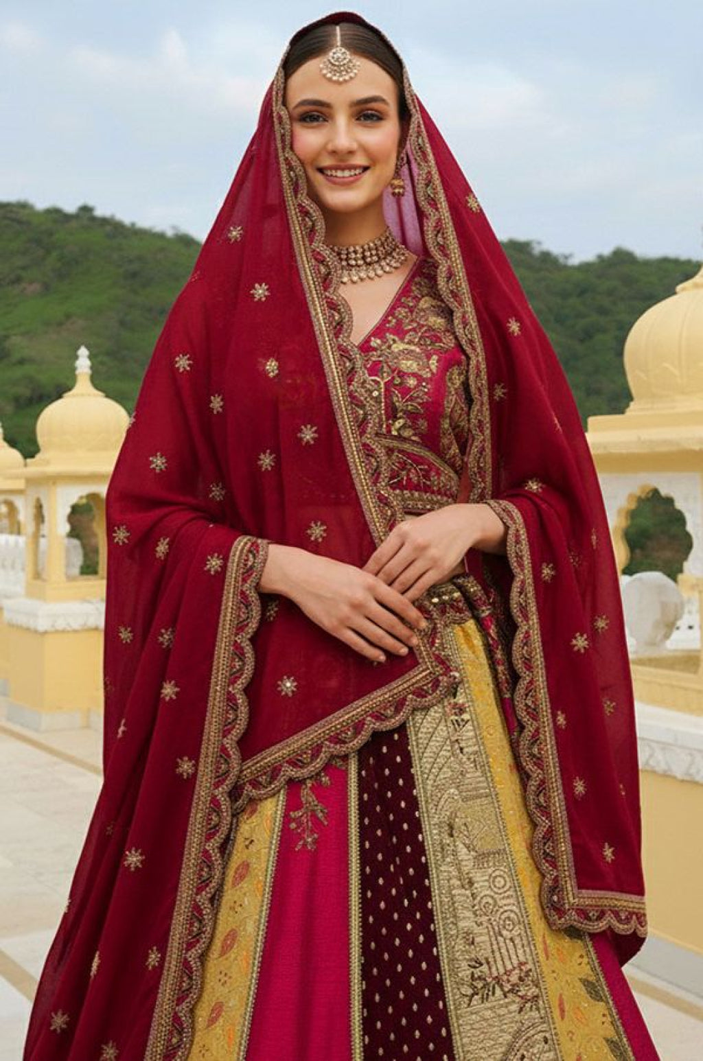 Maroon Silk Lehenga Choli - SFANJ3183