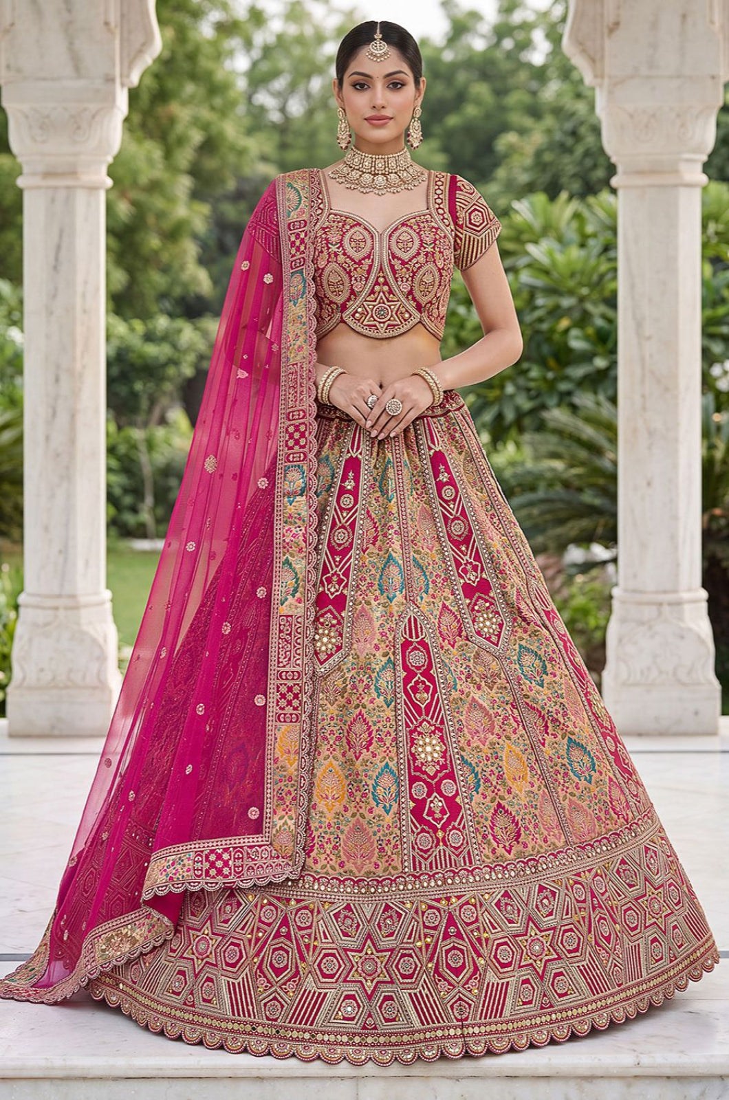 Rani Pink Silk Lehenga Choli - SFANJ3455