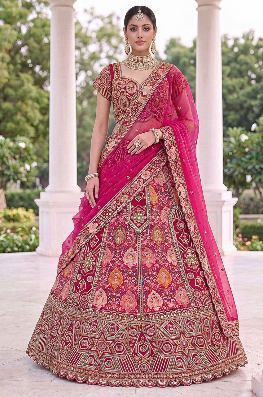 Rani Pink Silk Lehenga Choli - SFANJ3456