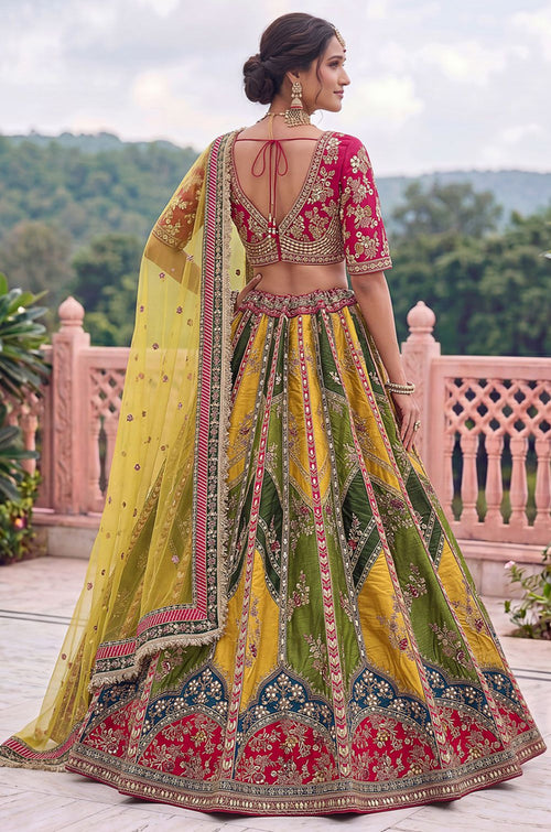 Yellow Silk Lehenga Choli - SFANJ3459