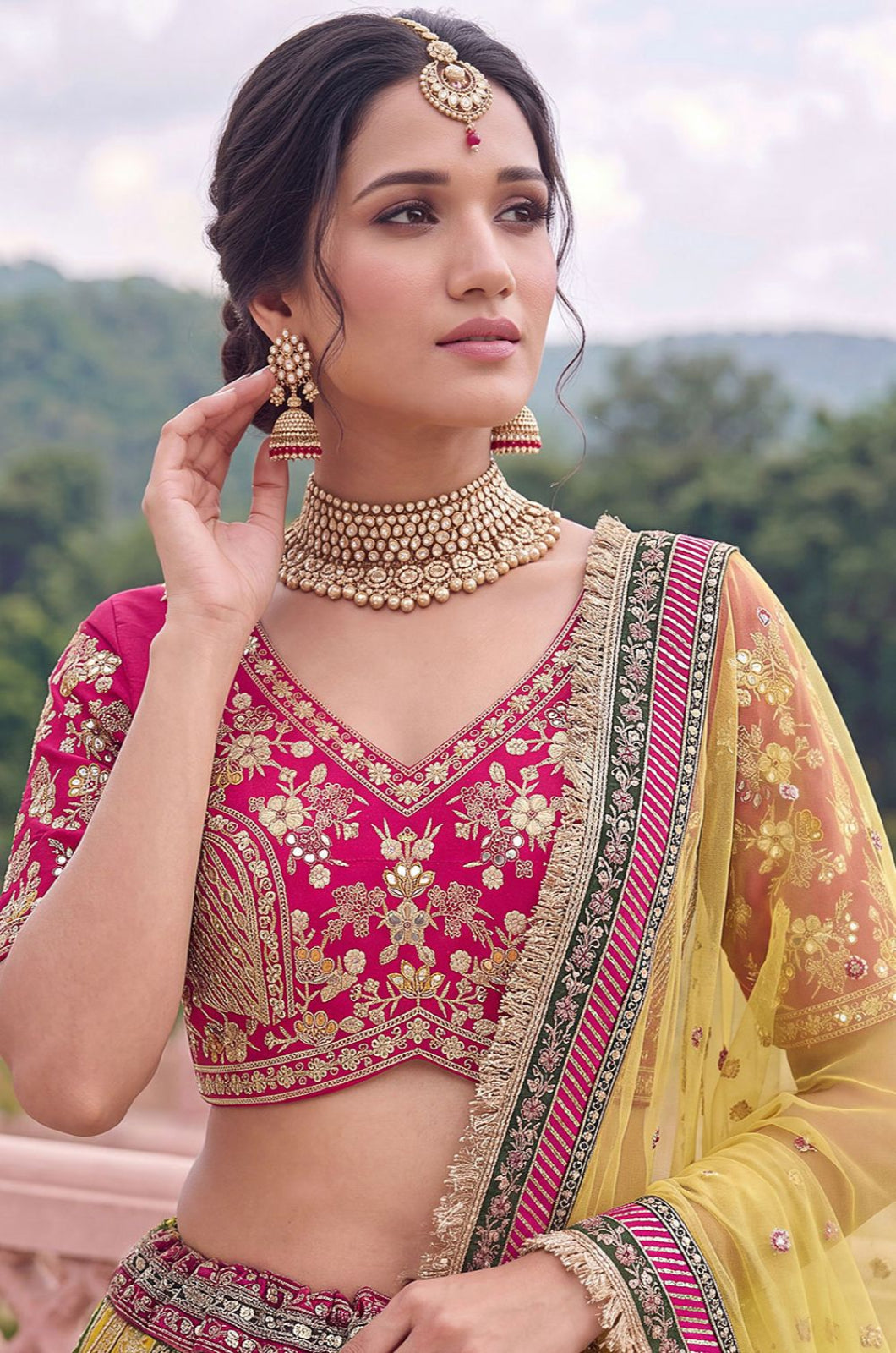 Yellow Silk Lehenga Choli - SFANJ3459