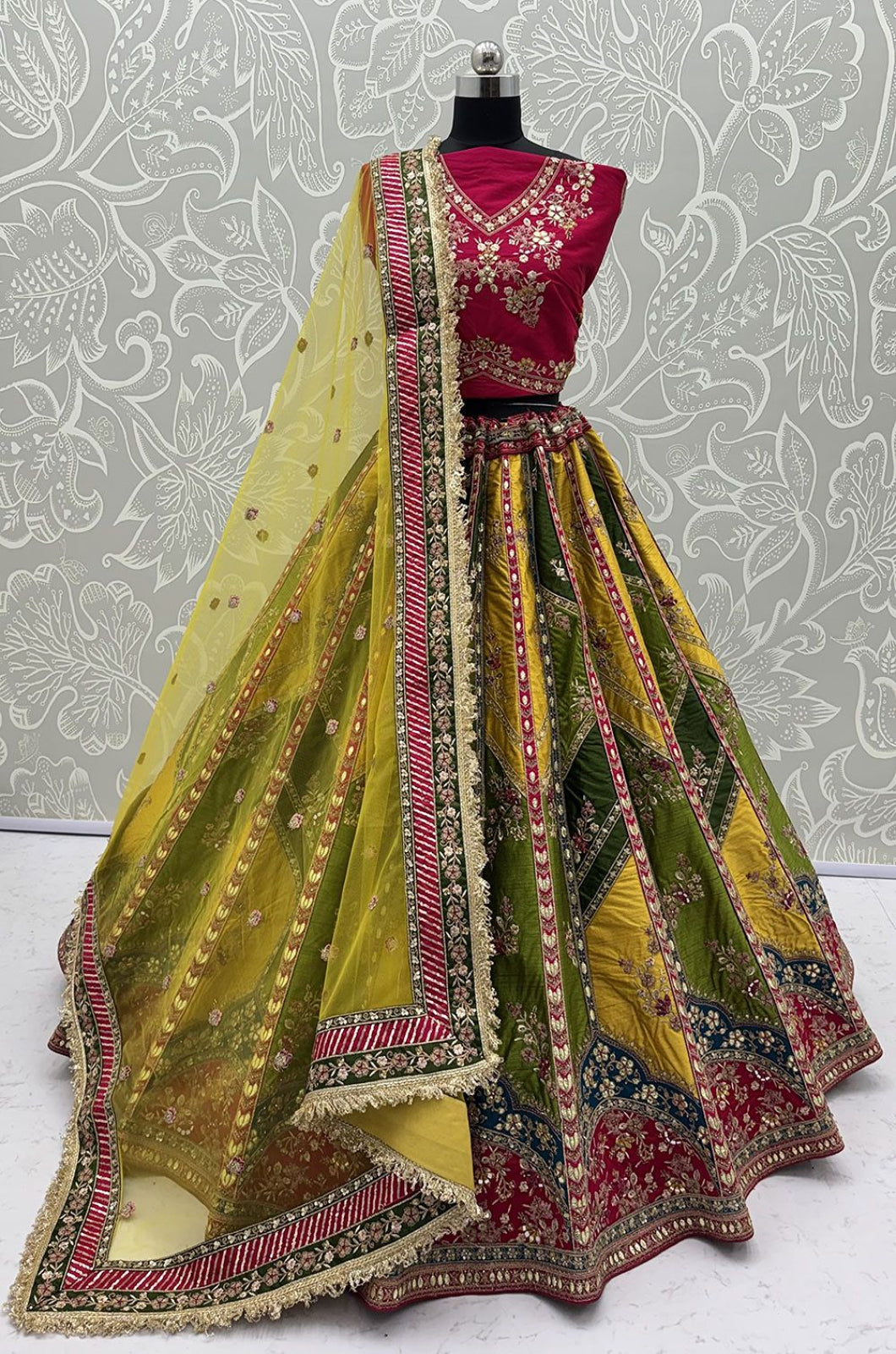 Yellow Silk Lehenga Choli - SFANJ3459