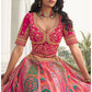 Pink Bridal Indian Wedding Leheng Choli In Silk SFSA385706