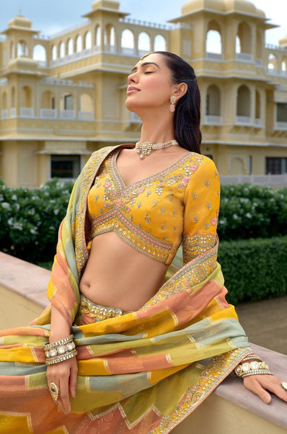 Green Silk Bridal Wedding Lehenga Choli  SFSA507904